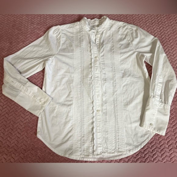 J. Crew White Lace Trim Blouse - Picture 2 of 6